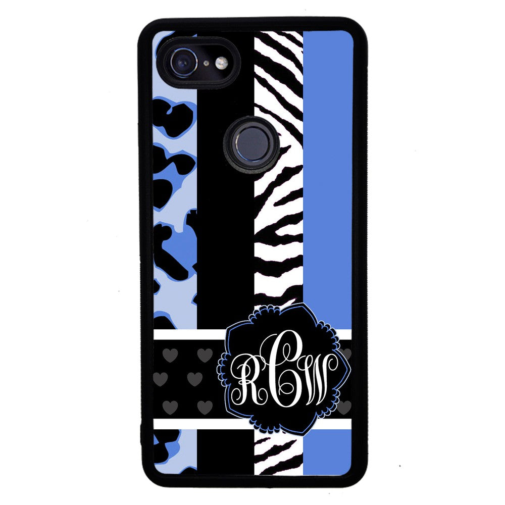 Animal Prints Blue Monogram | Google Phone Case