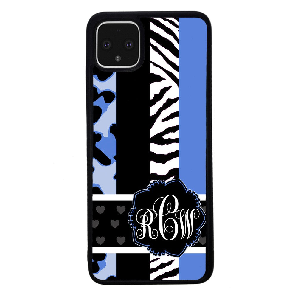 Animal Prints Blue Monogram | Google Phone Case