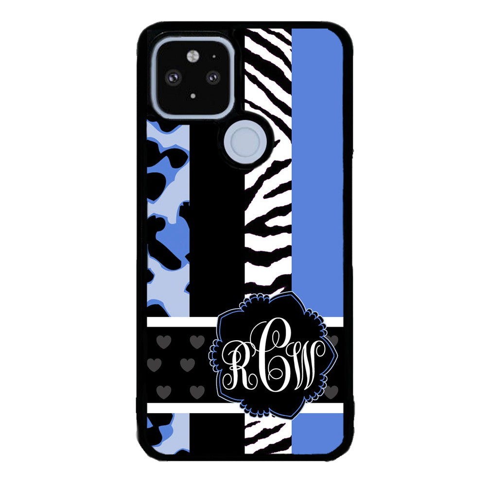 Animal Prints Blue Monogram | Google Phone Case