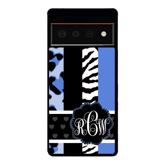 Animal Prints Blue Monogram | Google Phone Case