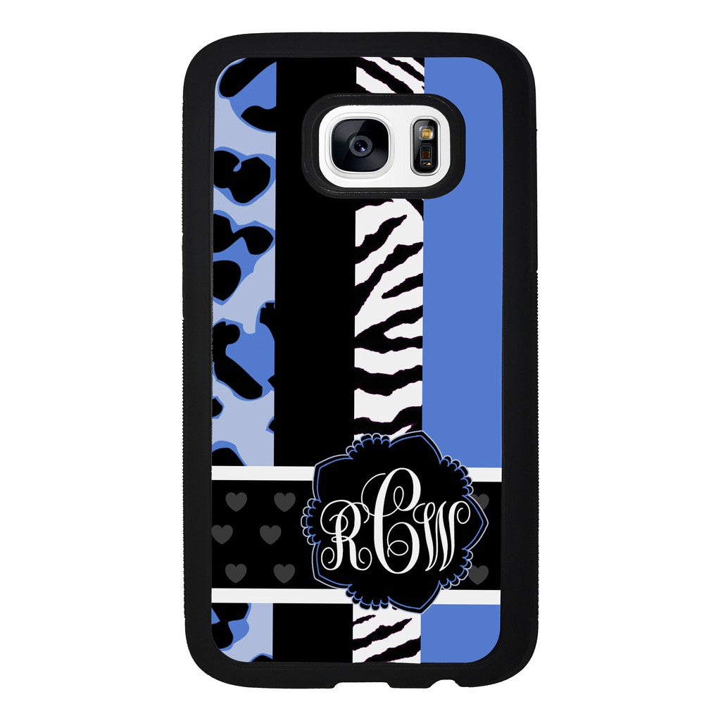 Animal Prints Blue Monogram | Samsung Phone Case