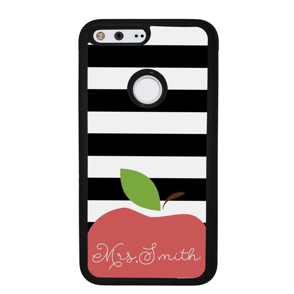 Teachers Appreciation Gift Apple Black and White Bars Personalized | Google Phone Case
