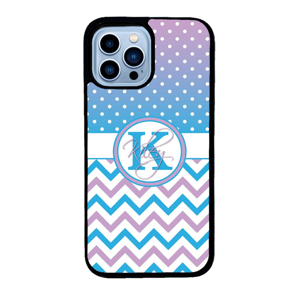 Aqua Lilac Personalized Chevron | Apple iPhone Case