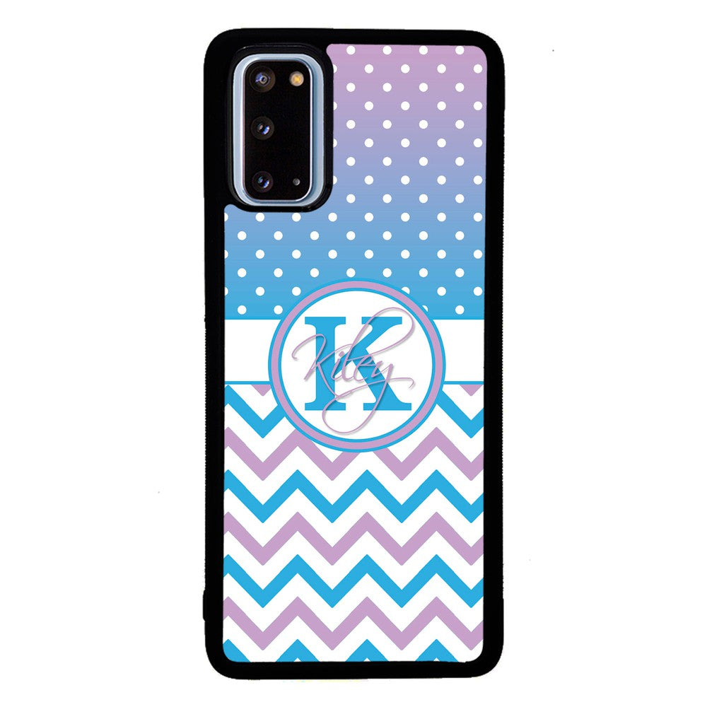 Aqua Lilac Personalized Chevron | Samsung Phone Case