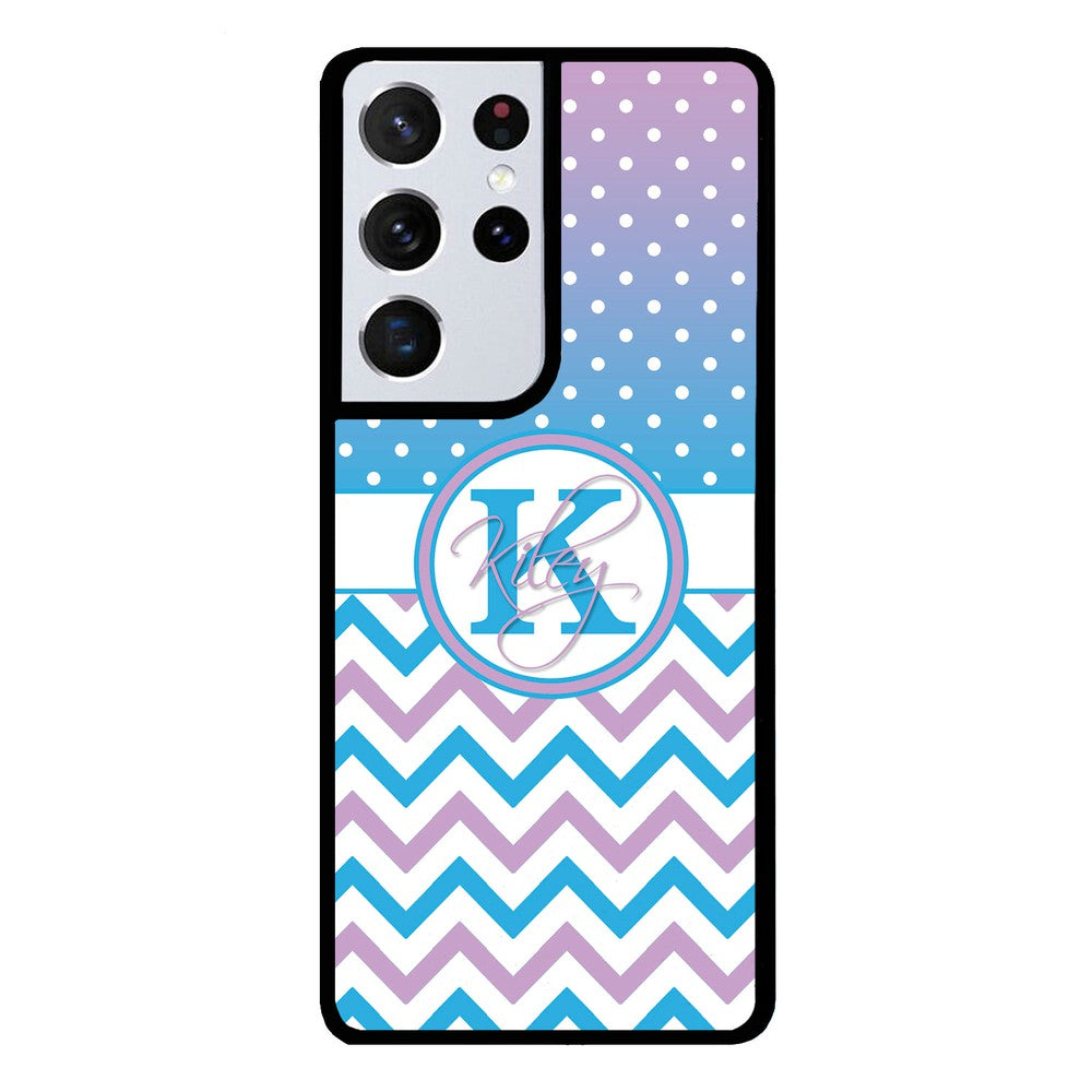Aqua Lilac Personalized Chevron | Samsung Phone Case