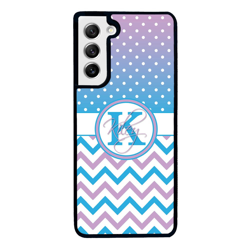 Aqua Lilac Personalized Chevron | Samsung Phone Case