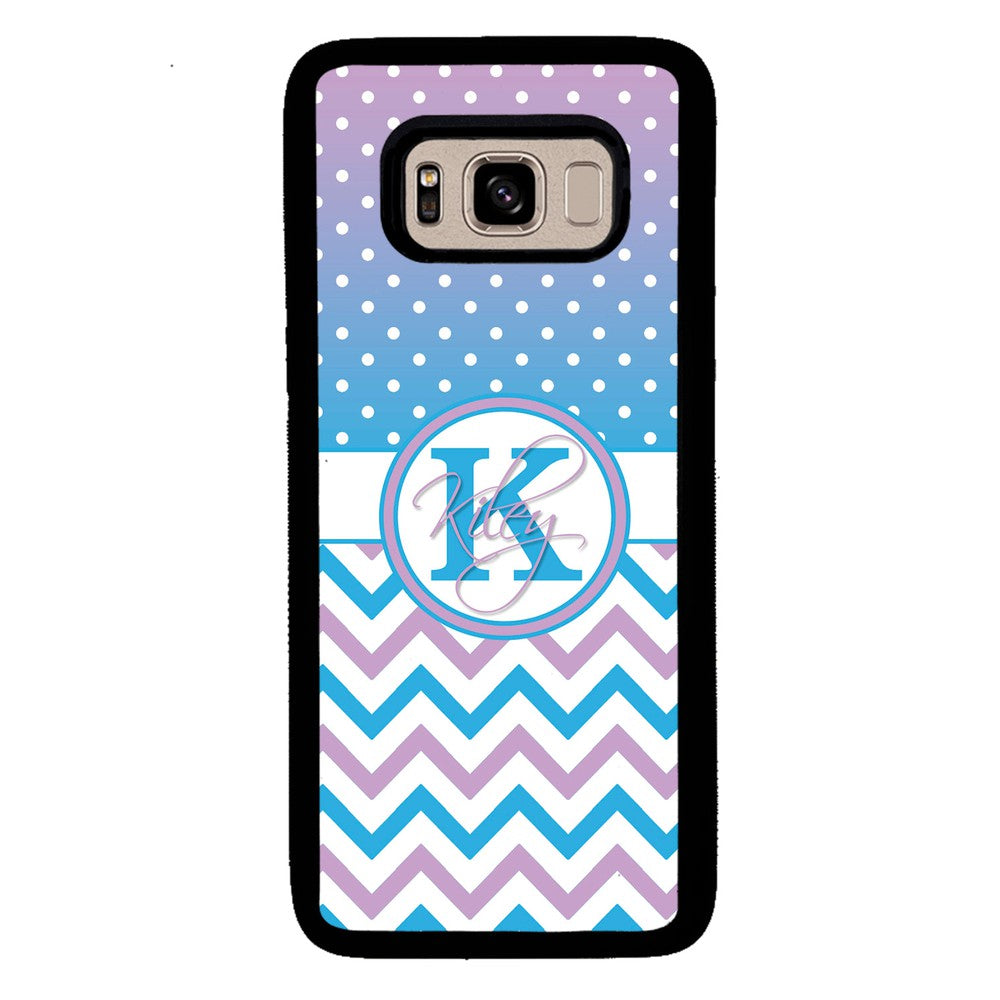 Aqua Lilac Personalized Chevron | Samsung Phone Case