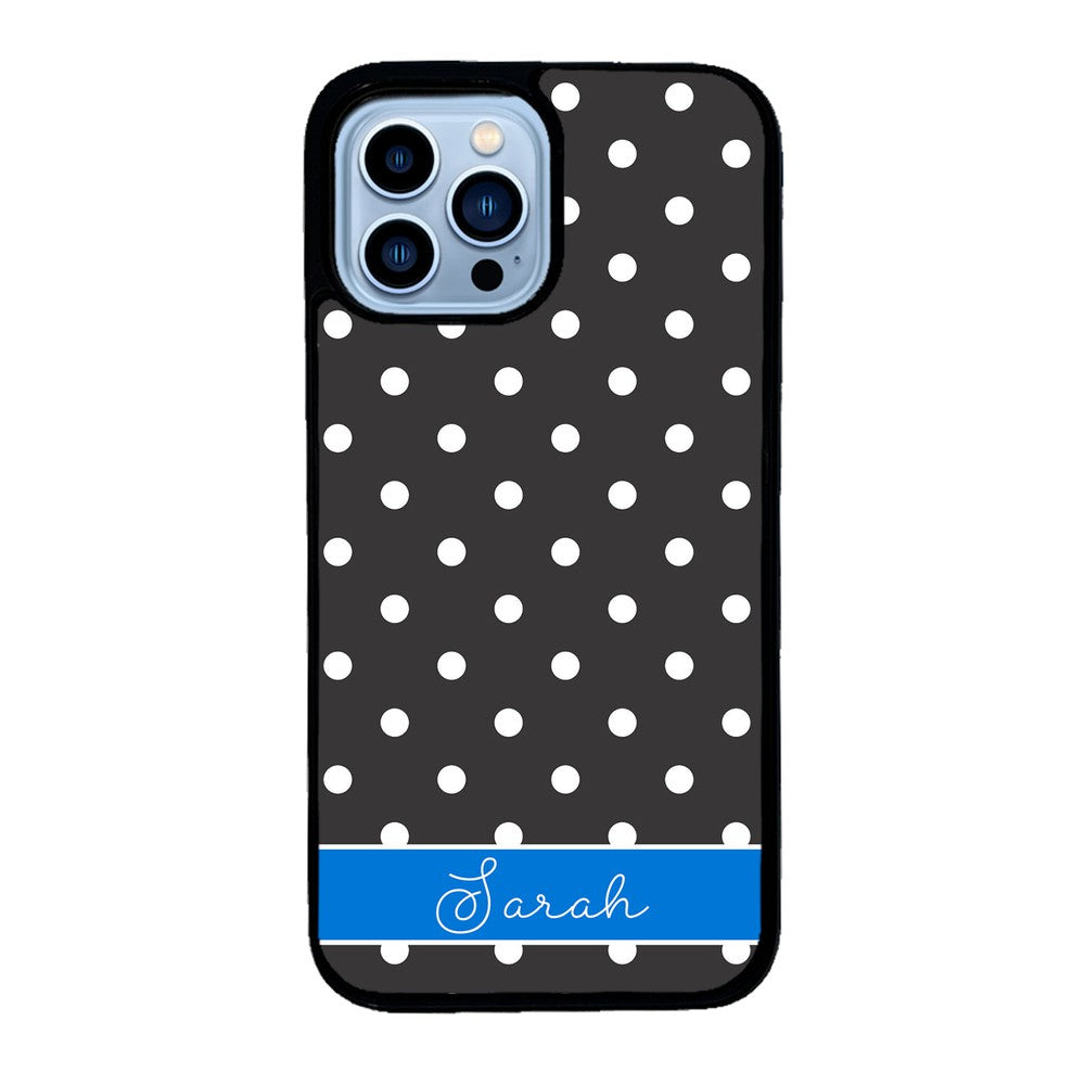 Black Polka Dot Blue Personalized | Apple iPhone Case