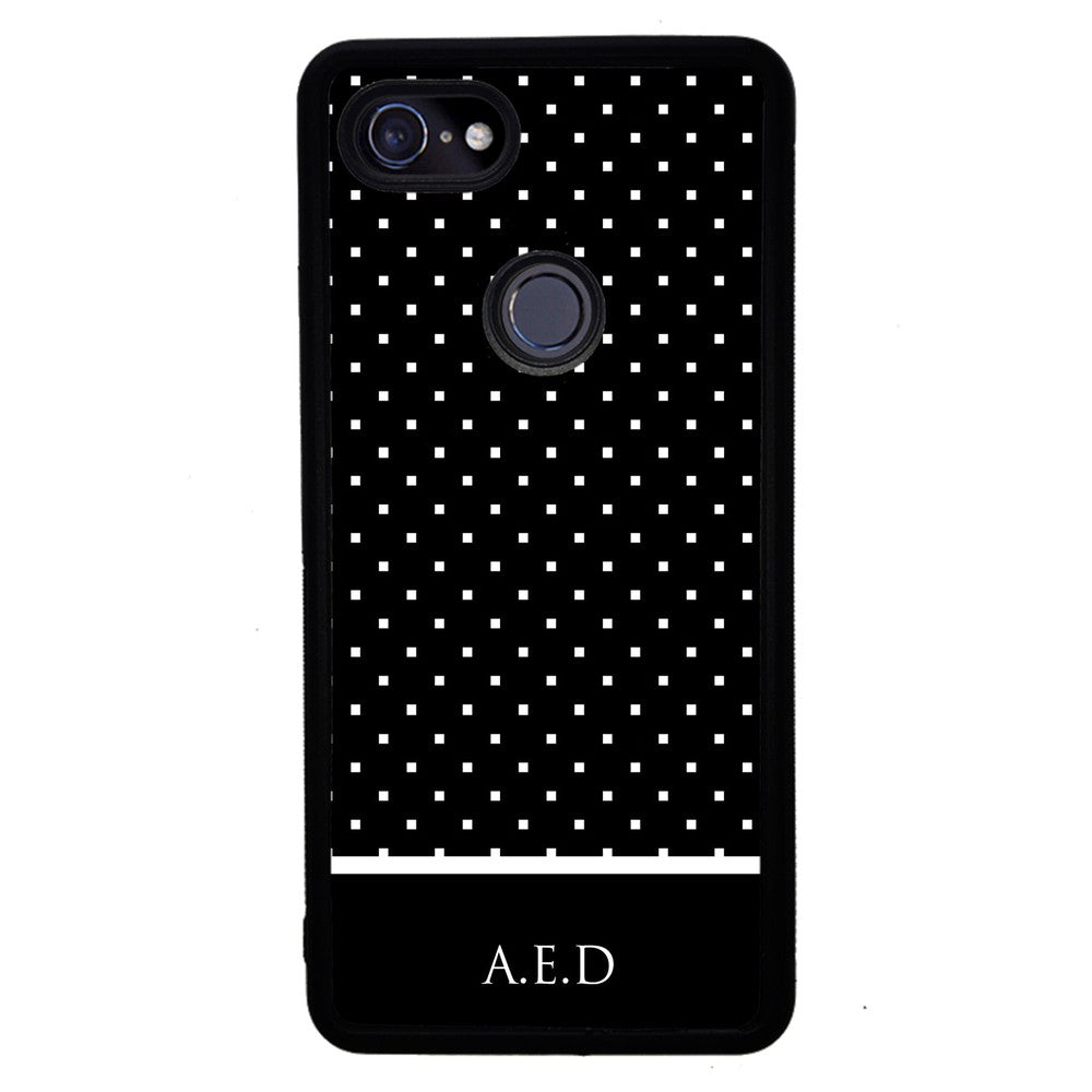 Black and White Polka Dots Monogram | Google Phone Case