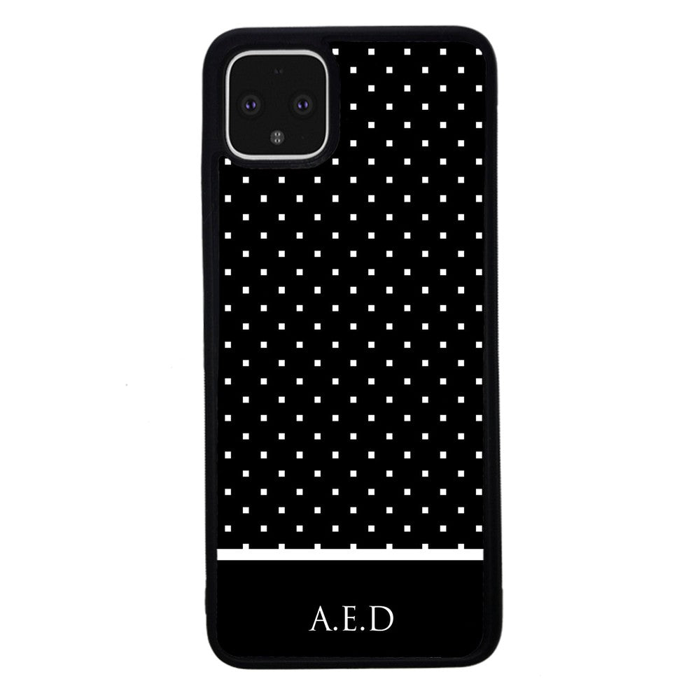 Black and White Polka Dots Monogram | Google Phone Case