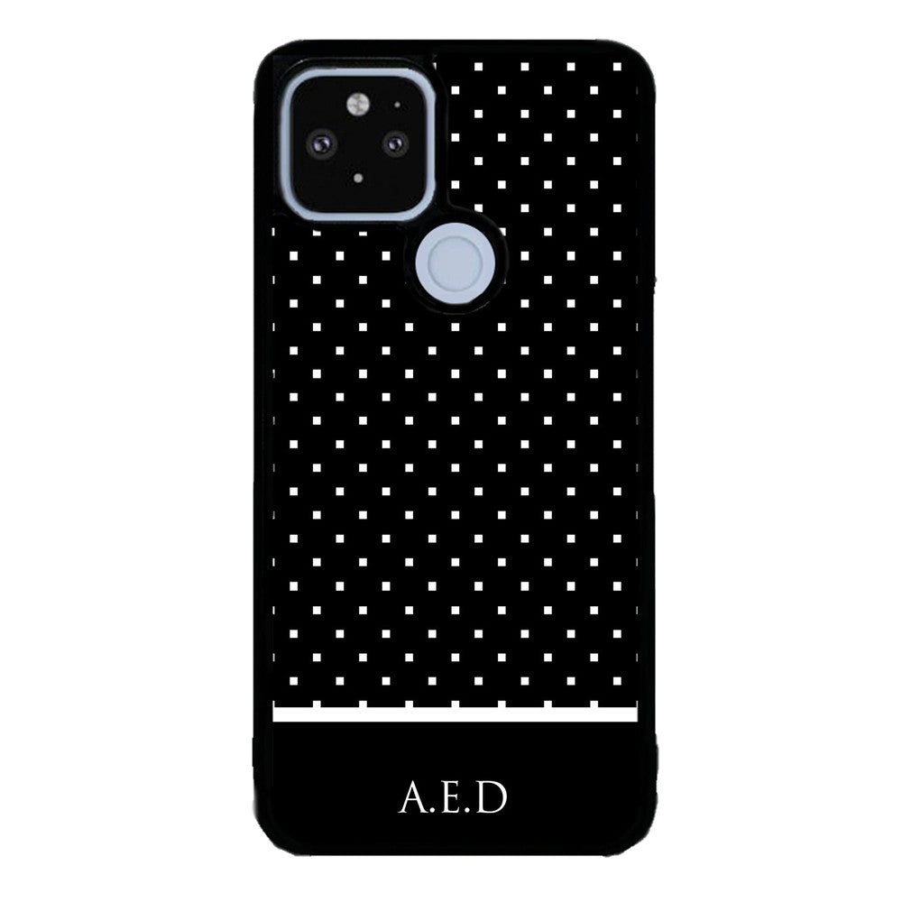 Black and White Polka Dots Monogram | Google Phone Case