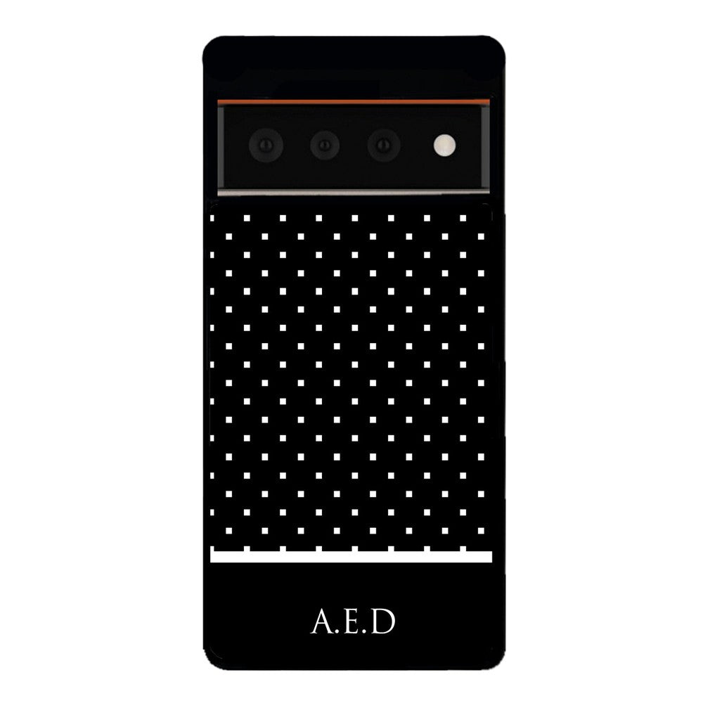 Black and White Polka Dots Monogram | Google Phone Case