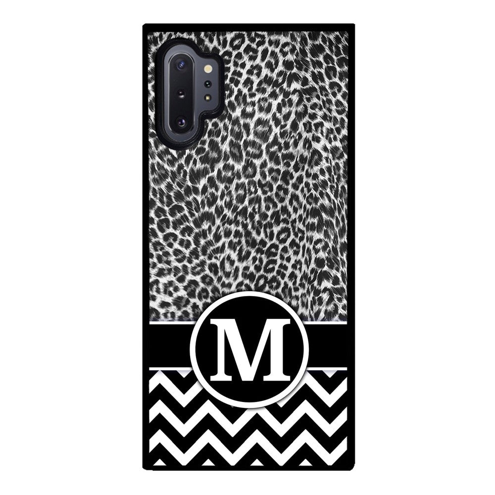 Black and White Leopard Skin Chevron Initial | Samsung Phone Case
