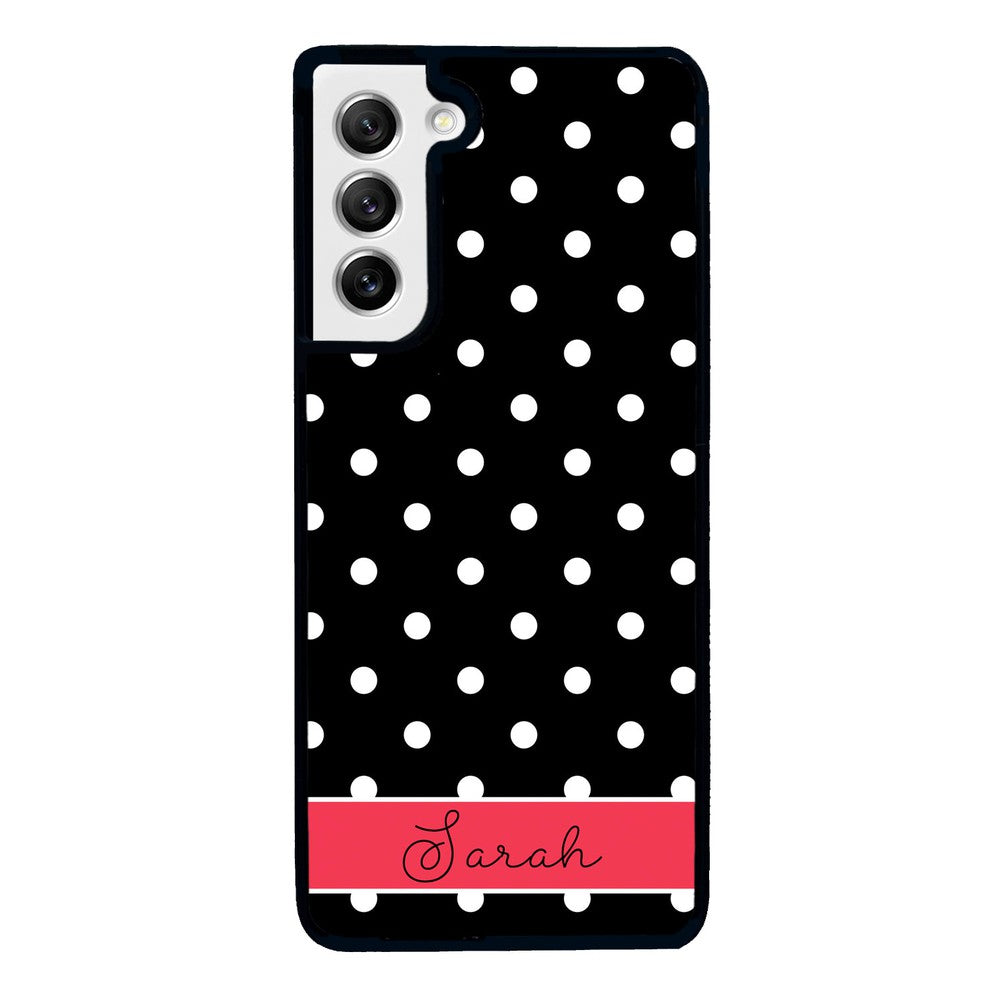 Black Polka Dot Red Personalized | Samsung Phone Case