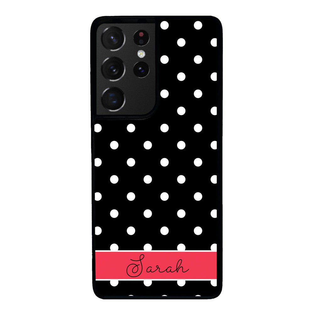 Black Polka Dot Red Personalized | Samsung Phone Case