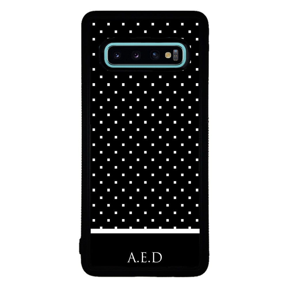 Black and White Polka Dots Monogram | Samsung Phone Case