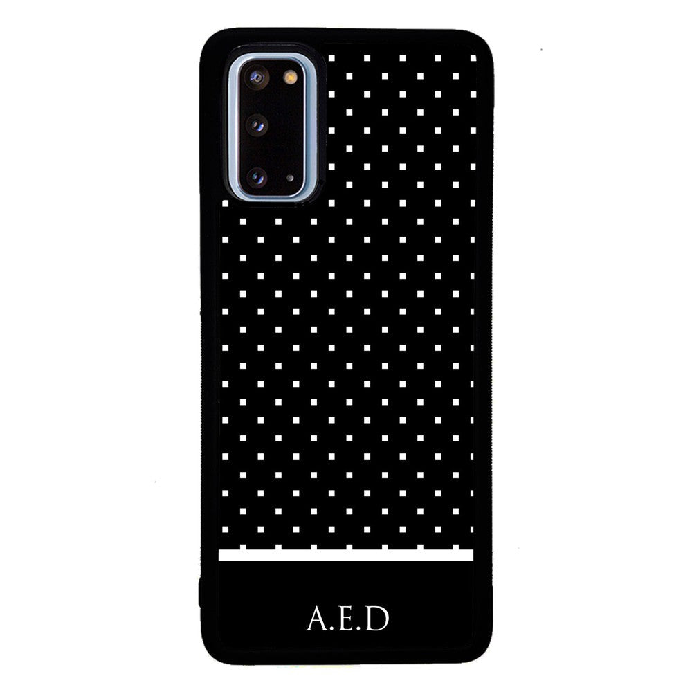 Black and White Polka Dots Monogram | Samsung Phone Case