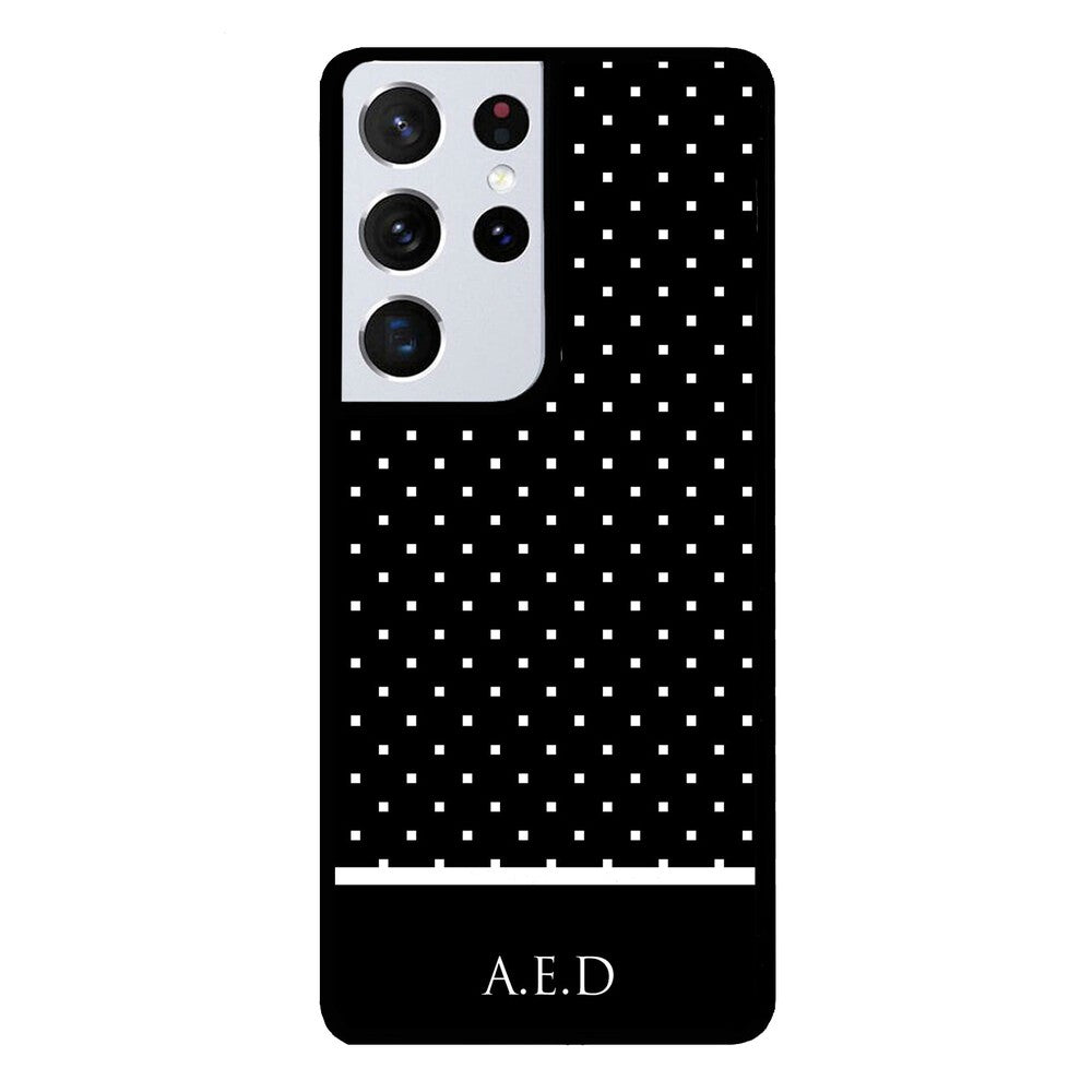 Black and White Polka Dots Monogram | Samsung Phone Case