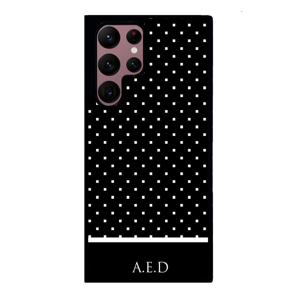 Black and White Polka Dots Monogram | Samsung Phone Case