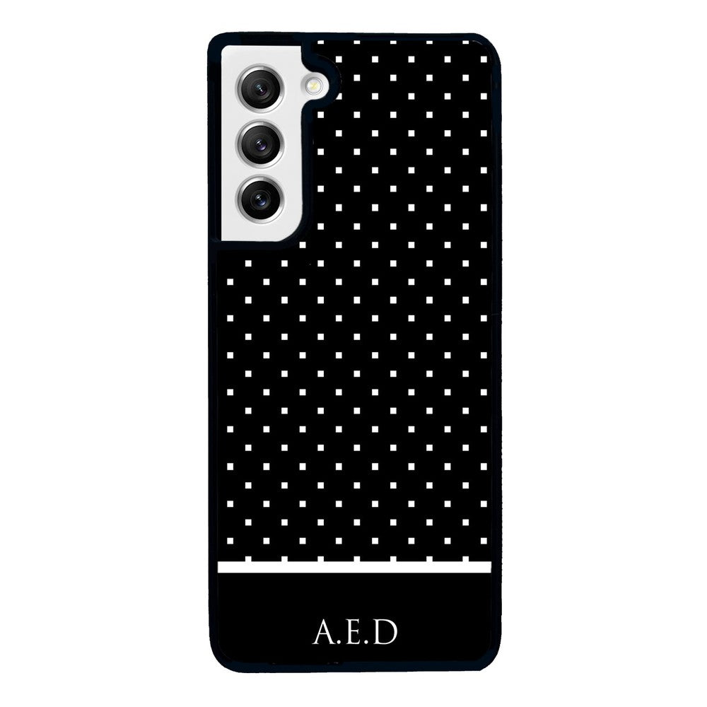 Black and White Polka Dots Monogram | Samsung Phone Case
