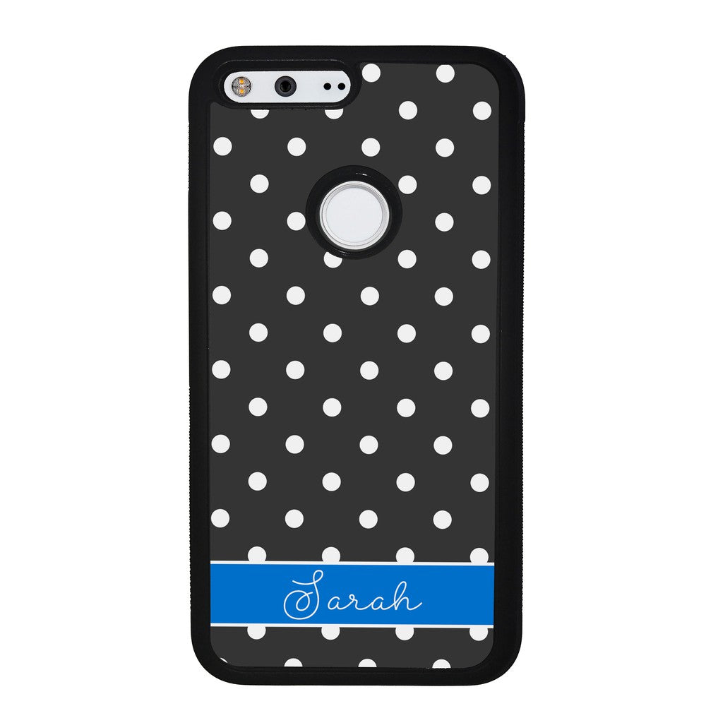 Black Polka Dot Blue Personalized | Google Phone Case