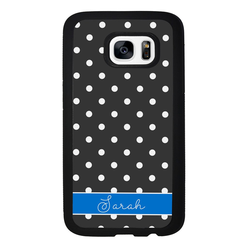 Black Polka Dot Blue Personalized | Samsung Phone Case