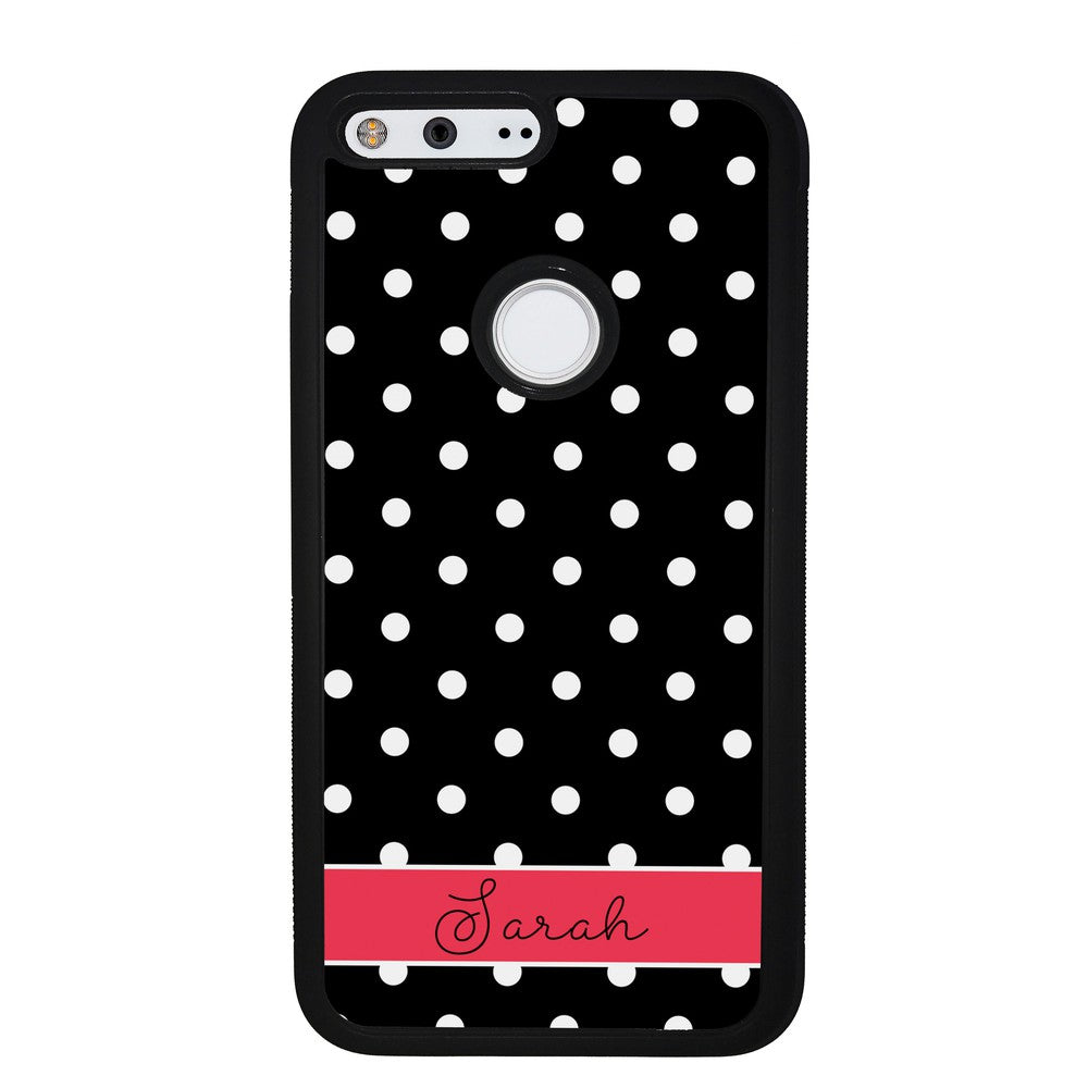 Black Polka Dot Red Personalized | Google Phone Case