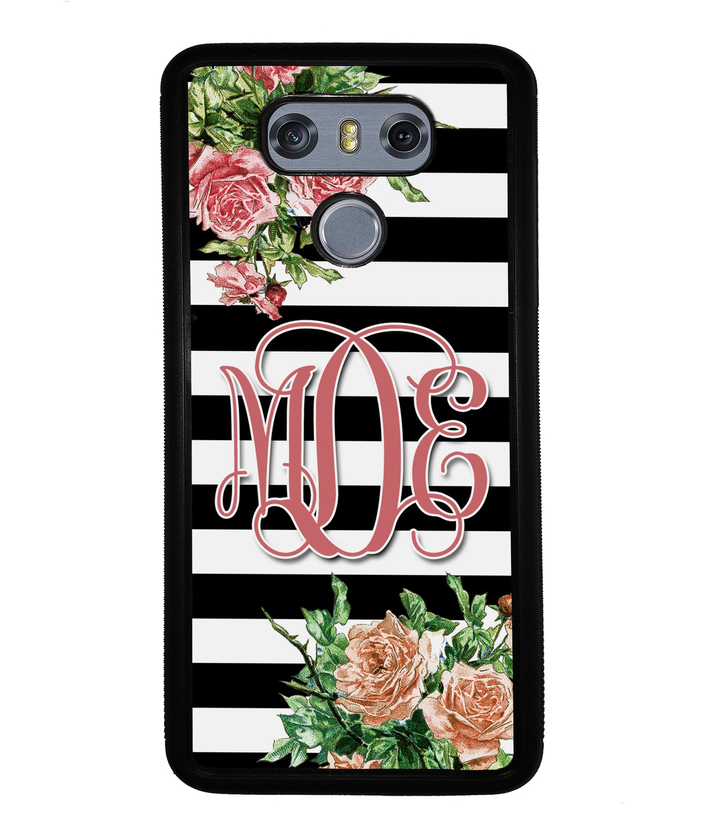 Vintage Pretty Flower Bars Monogram | LG Phone Case