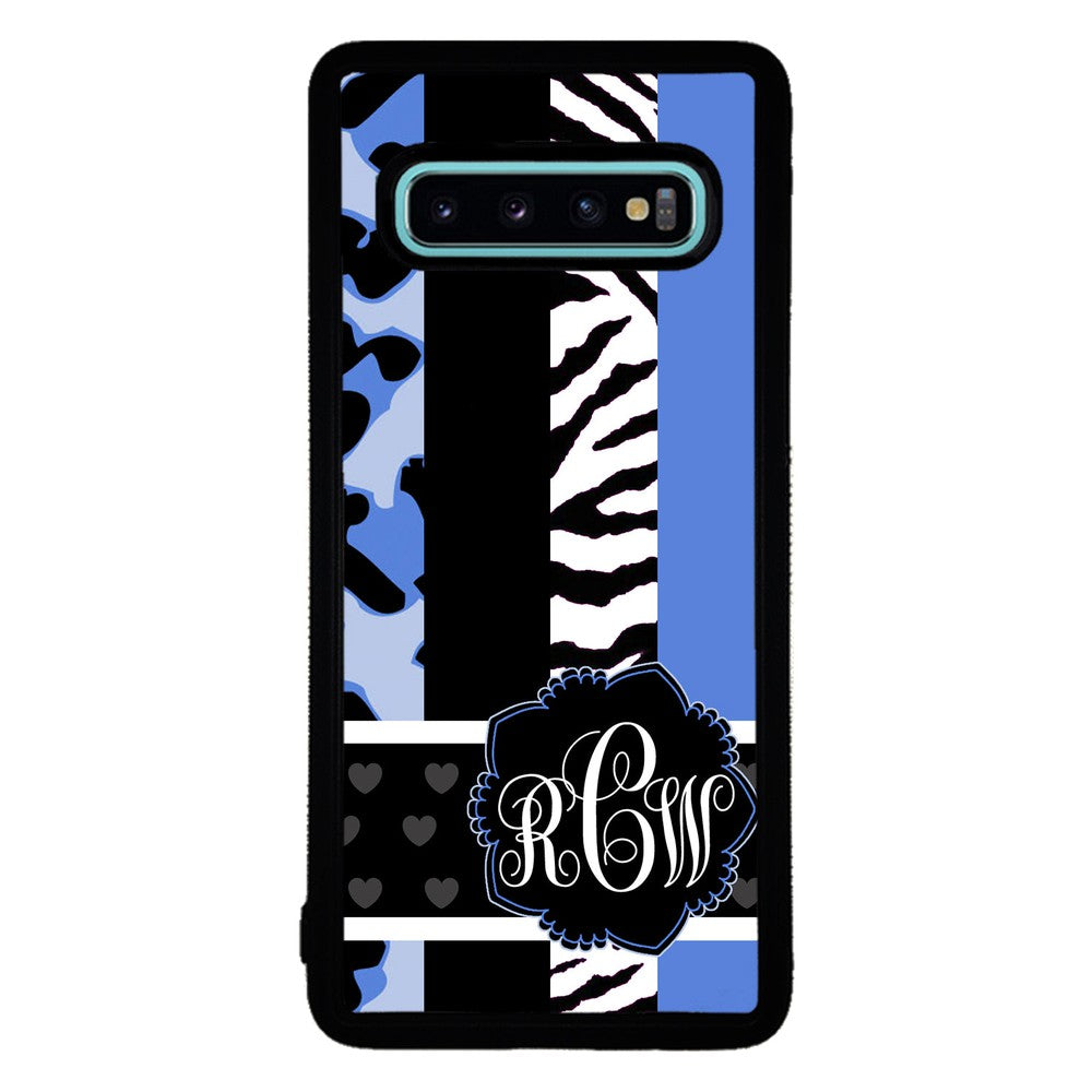 Animal Prints Blue Monogram | Samsung Phone Case