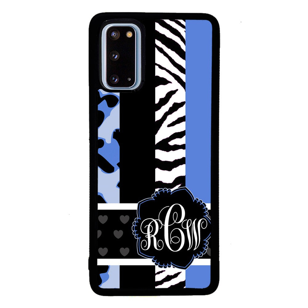 Animal Prints Blue Monogram | Samsung Phone Case