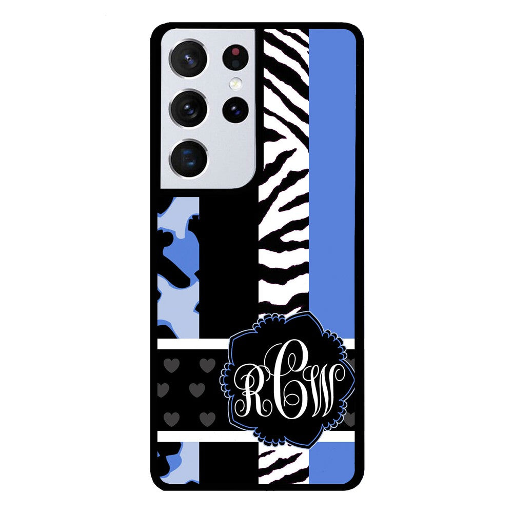 Animal Prints Blue Monogram | Samsung Phone Case