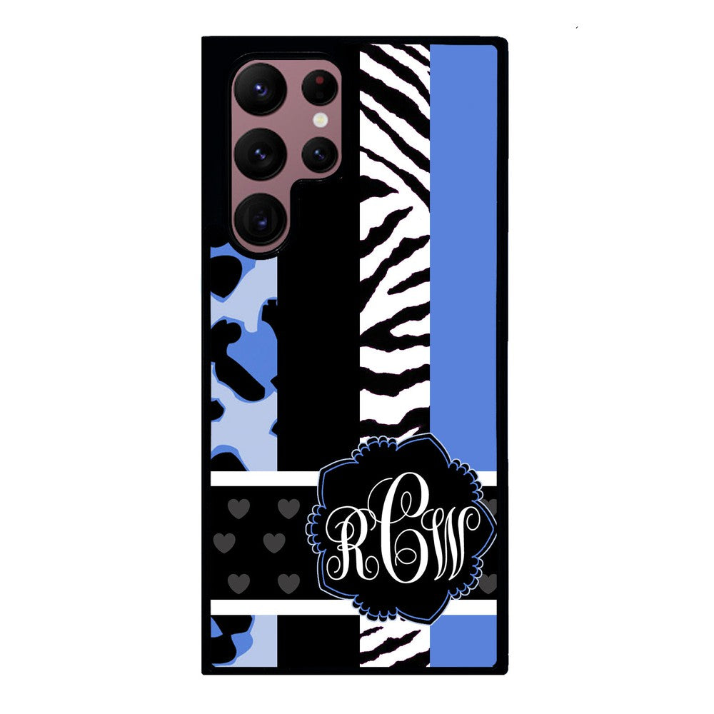 Animal Prints Blue Monogram | Samsung Phone Case