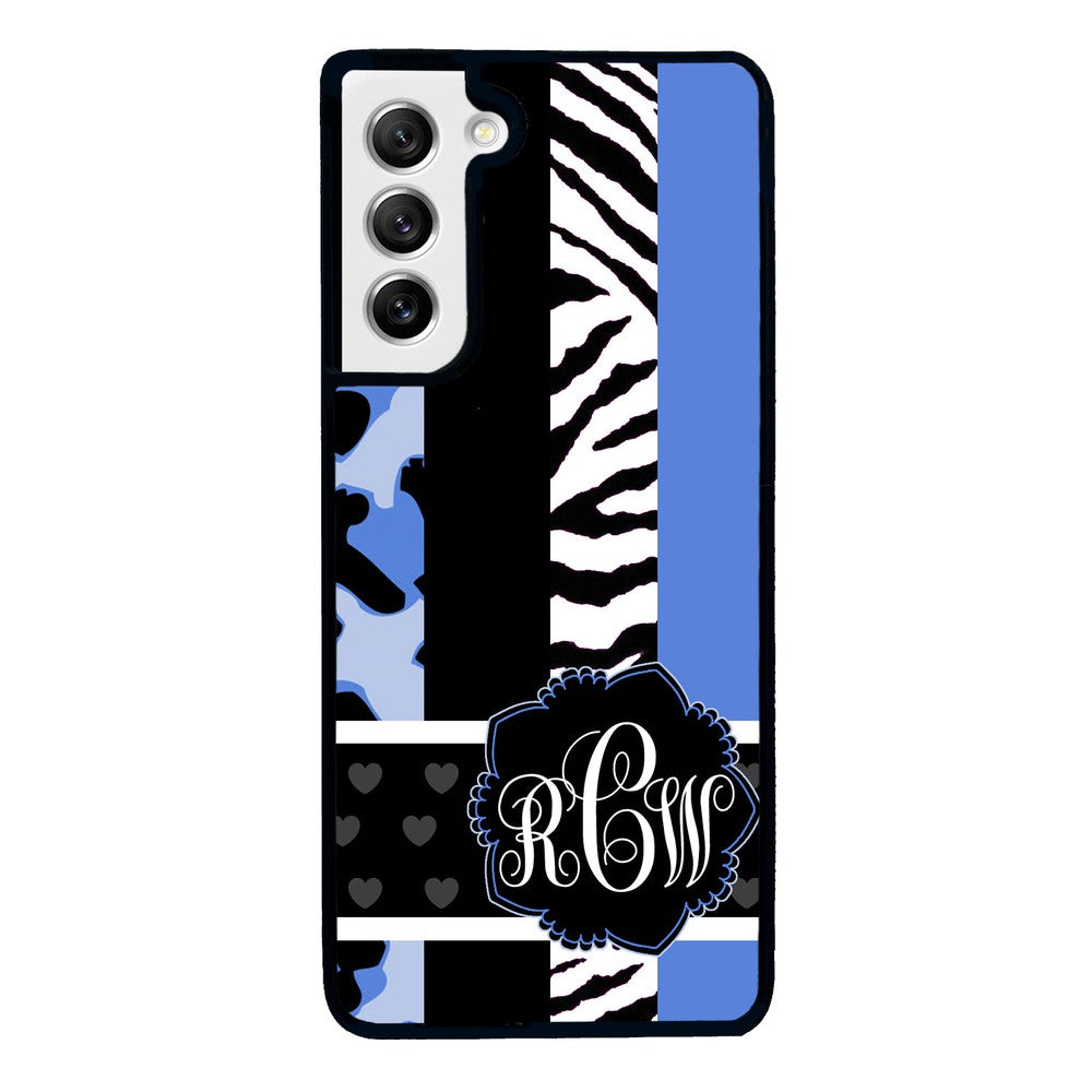 Animal Prints Blue Monogram | Samsung Phone Case