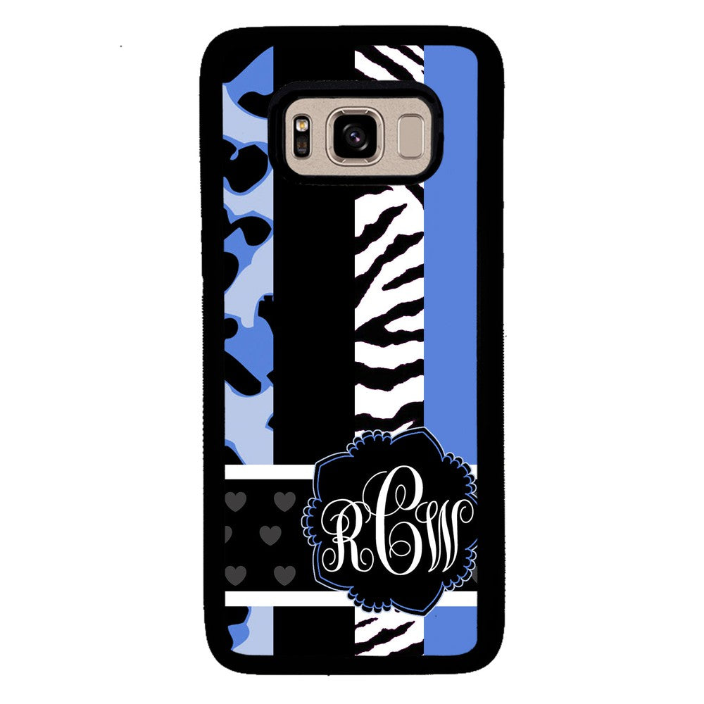 Animal Prints Blue Monogram | Samsung Phone Case