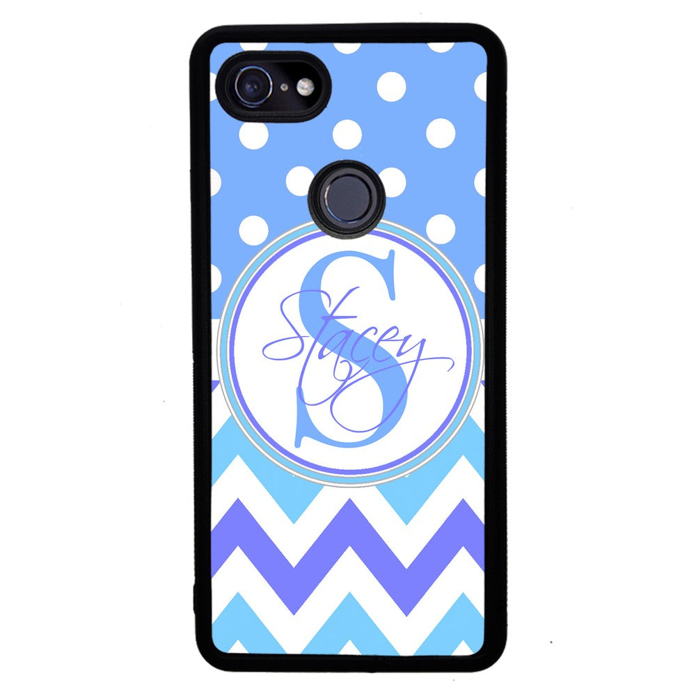 Blue Shades Chevron Polkadot Personalized | Google Phone Case
