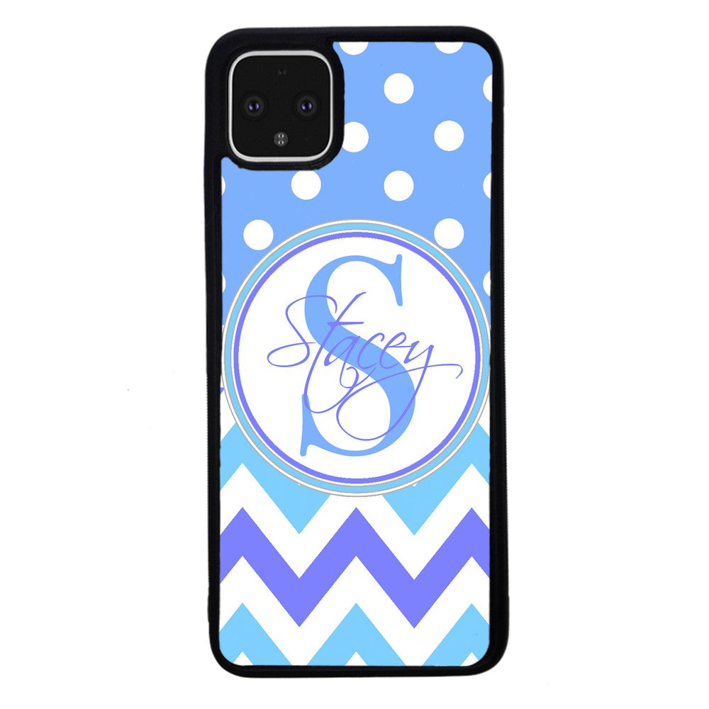 Blue Shades Chevron Polkadot Personalized | Google Phone Case