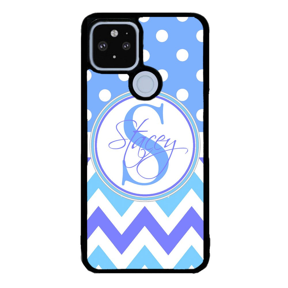 Blue Shades Chevron Polkadot Personalized | Google Phone Case