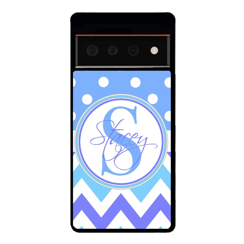 Blue Shades Chevron Polkadot Personalized | Google Phone Case