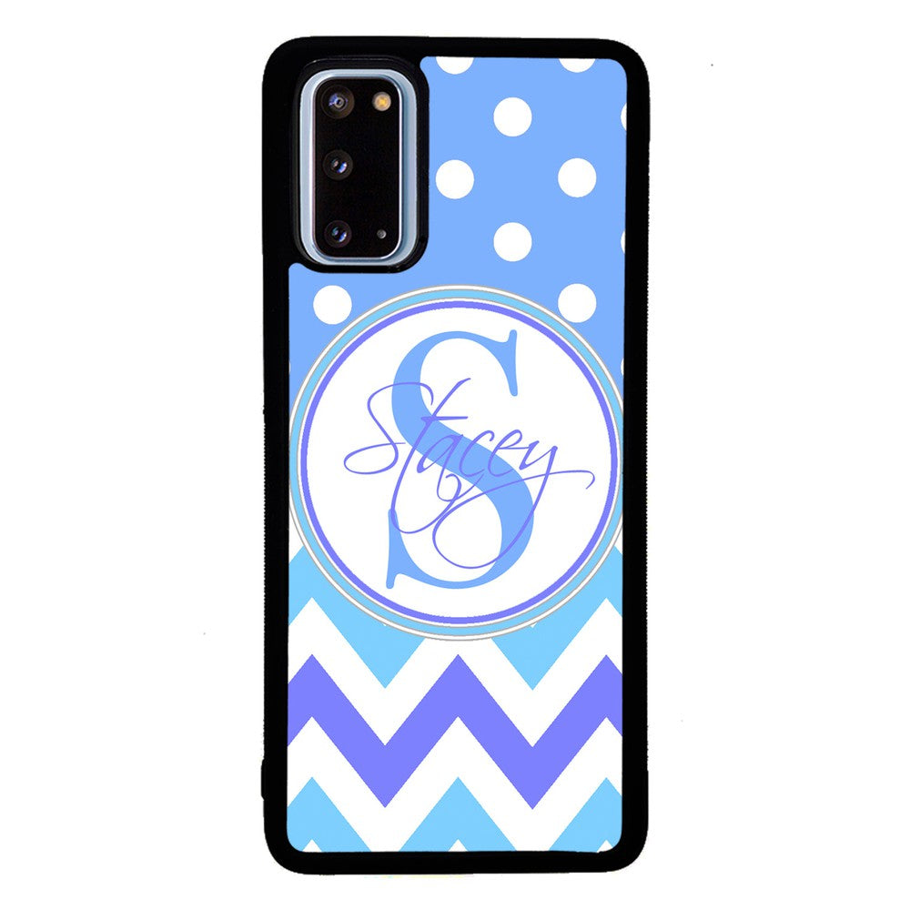 Blue Shades Chevron Polkadot Personalized | Samsung Phone Case