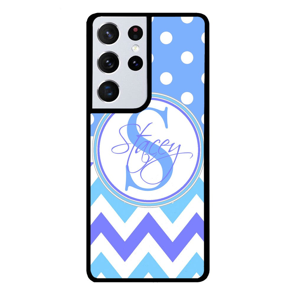 Blue Shades Chevron Polkadot Personalized | Samsung Phone Case