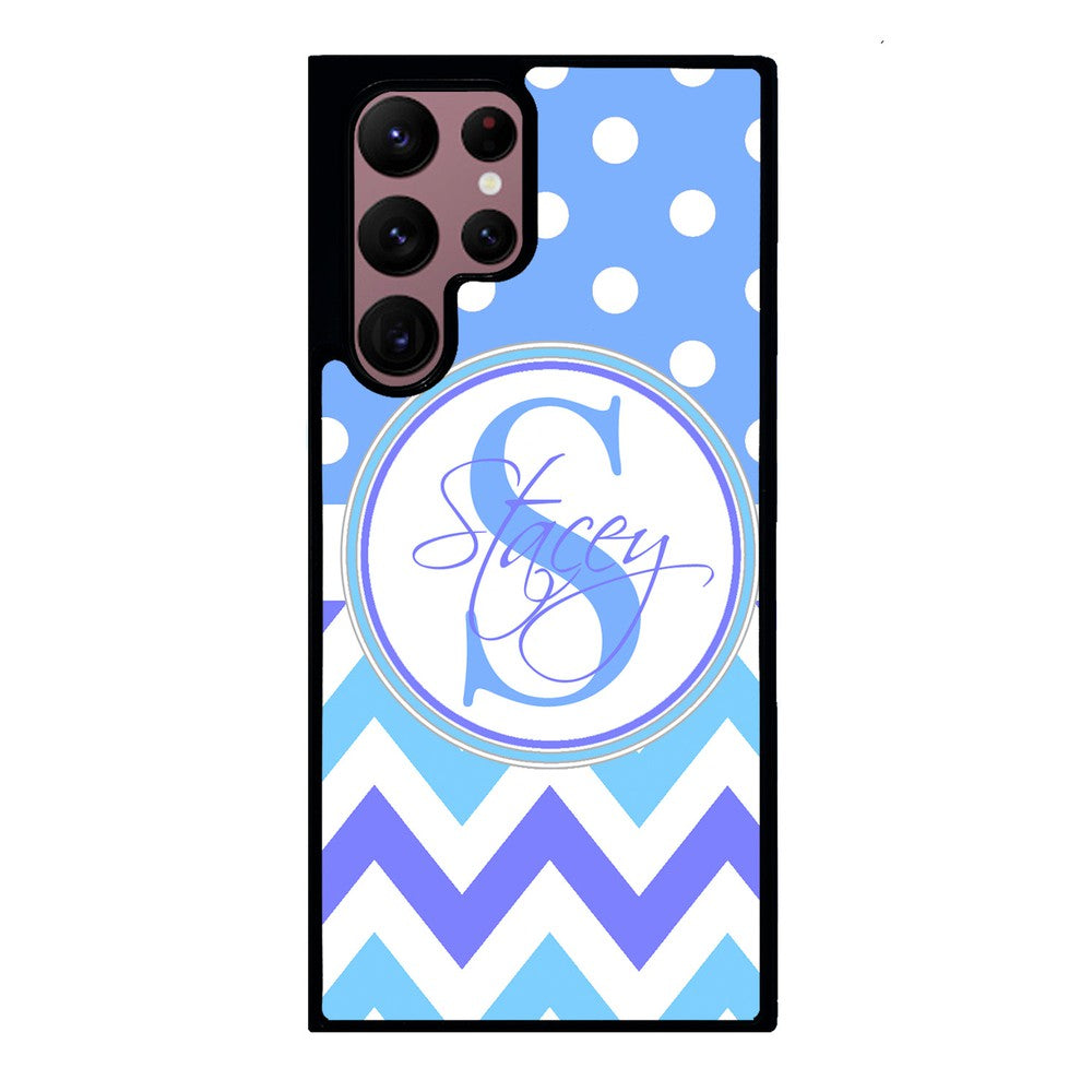 Blue Shades Chevron Polkadot Personalized | Samsung Phone Case