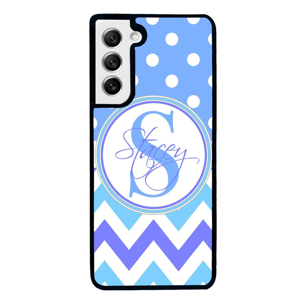 Blue Shades Chevron Polkadot Personalized | Samsung Phone Case