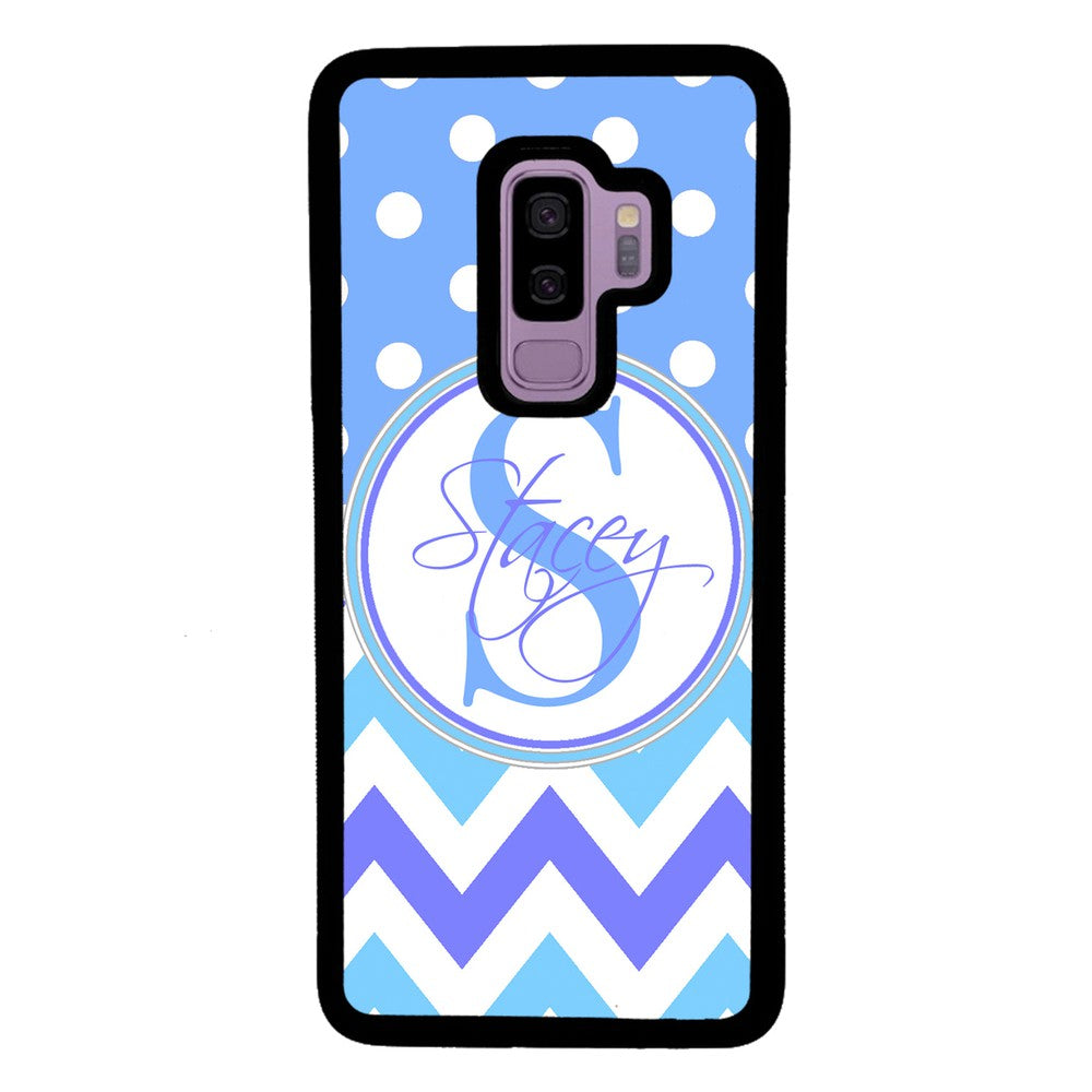 Blue Shades Chevron Polkadot Personalized | Samsung Phone Case