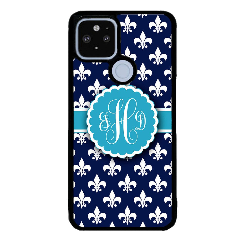 Blue Fleur De Lis Monogram | Google Phone Case