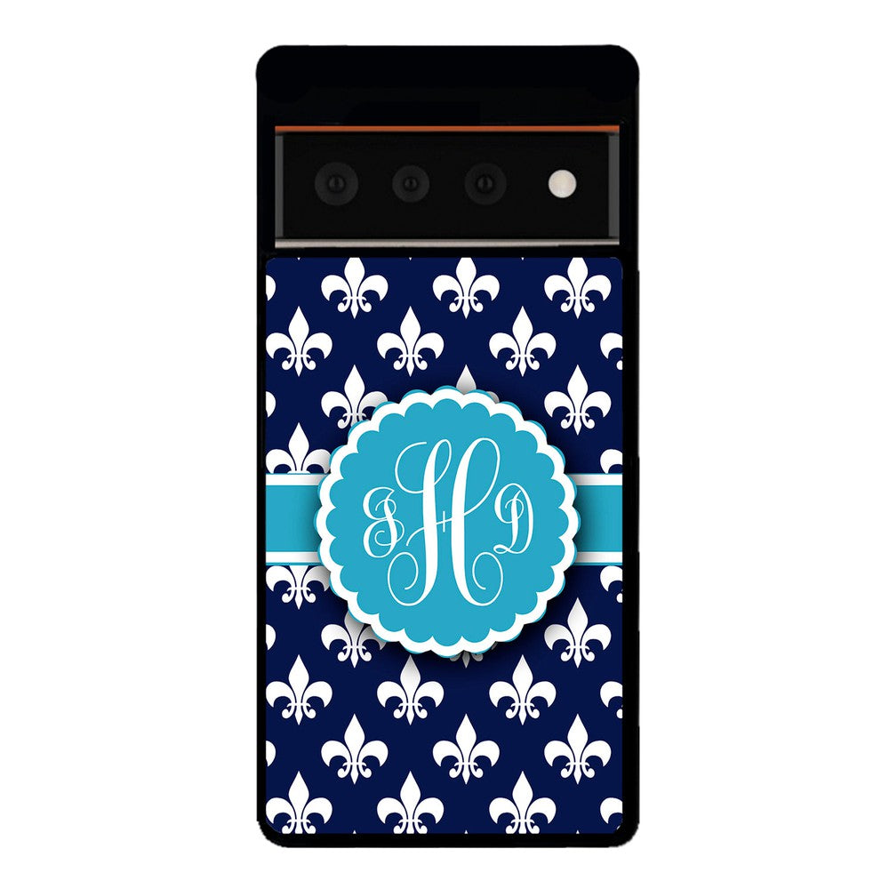 Blue Fleur De Lis Monogram | Google Phone Case
