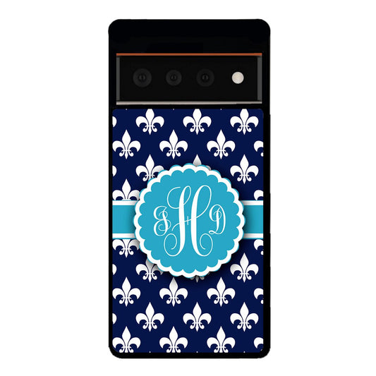 Blue Fleur De Lis Monogram | Google Phone Case