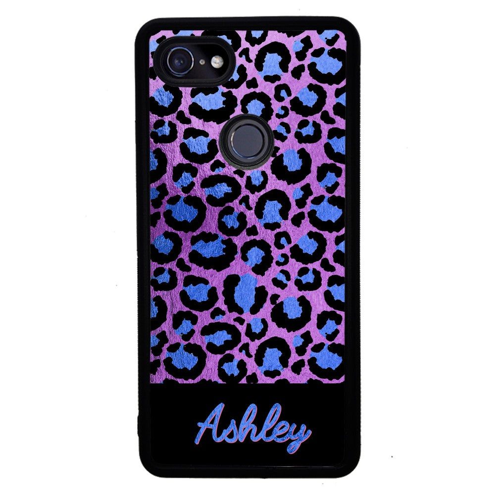 Leopard Skin Purple and Blue Gold Foil Personalized | Google Phone Case