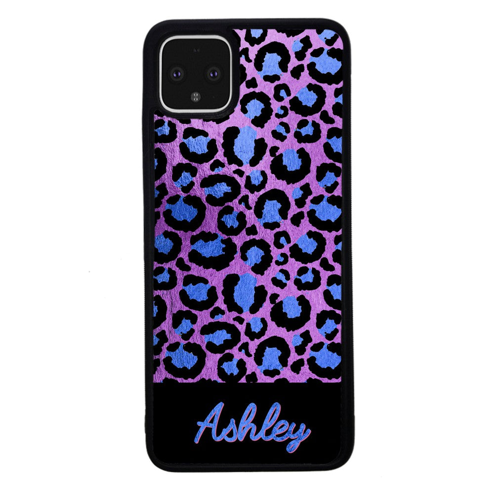 Leopard Skin Purple and Blue Gold Foil Personalized | Google Phone Case