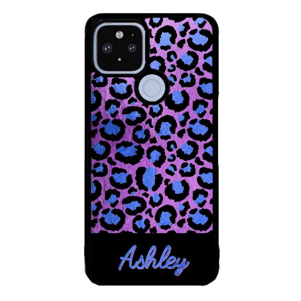 Leopard Skin Purple and Blue Gold Foil Personalized | Google Phone Case