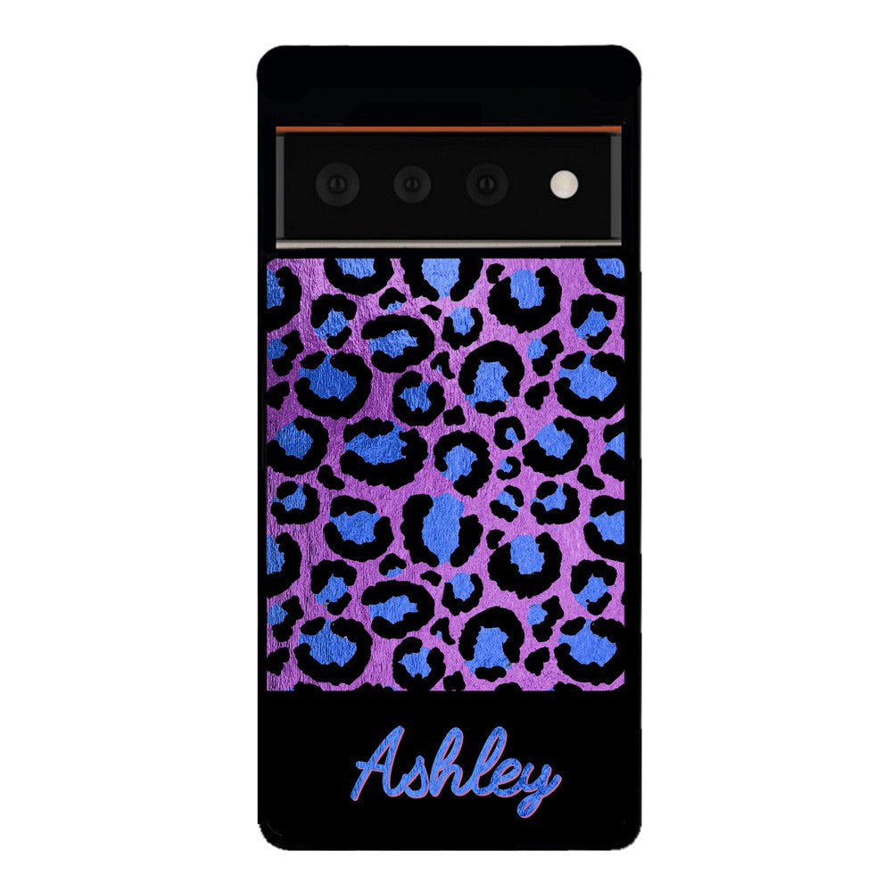Leopard Skin Purple and Blue Gold Foil Personalized | Google Phone Case